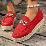 Velvet Thick Straw Bottom Flat Shoes