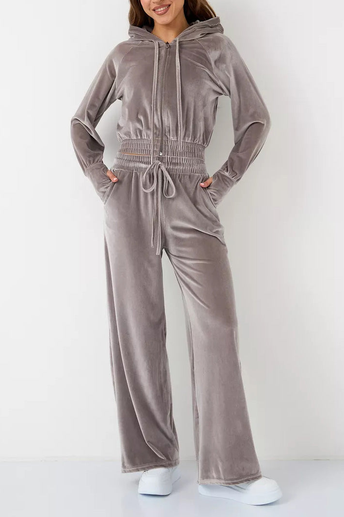 Street Minimalism Fleece hooded sweatshirt and sweatpants two-piece set