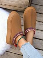 Low-top fleece lining slip-on snow boots