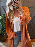 Orange loose knitted cardigan long coat