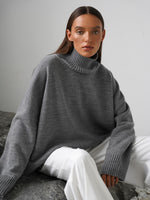 Cozy Solid color turtleneck knitted pullover loose sweater