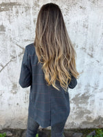 Blazer mit Hahnentrittmuster und einem Knopf und Tasche