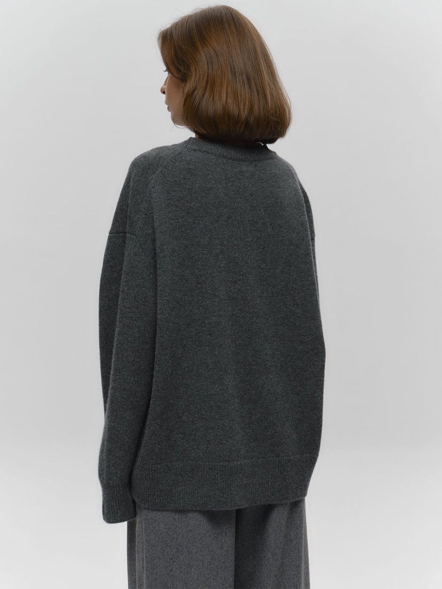 Pull ample et simple en tricot de couleur unie