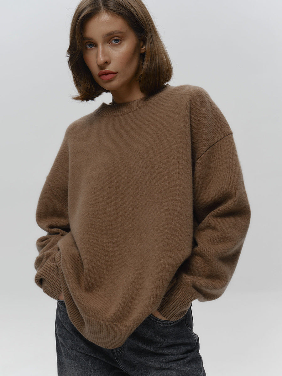 Pull ample et simple en tricot de couleur unie