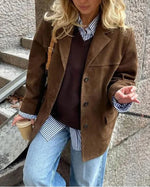 Old Hollywood Glam suede midi jacket