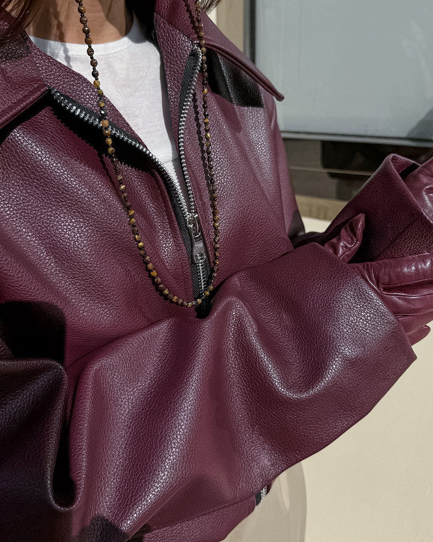 Mood Lift Matte Cropped PU Leather Biker Jacket