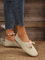 Mesh breathable round toe lace-up flat shoes