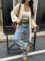 Oversized Chunky Knit Lantern-sleeved long cardigan