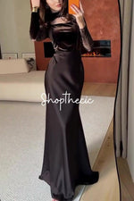 Aural Silhouette Fitted satin evening gown