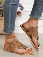 Rhinestone & Butterfly Decor Slide Clip Toe Flat Sandals