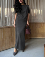 Commuting simple knitted short-sleeved skirt suit