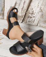 Sandales à enfiler creuses légères à talons hauts épais