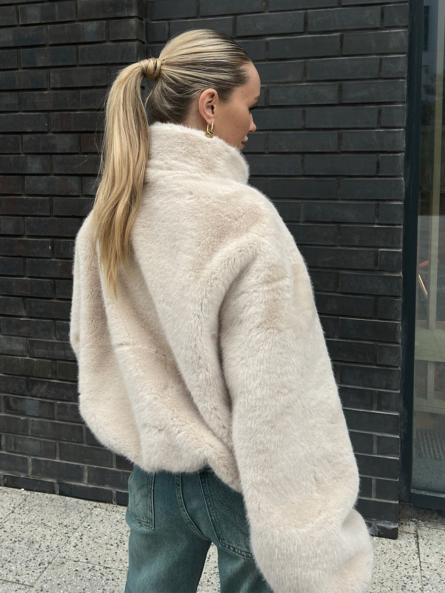 Transylvania Fall Stand collar short plush coat