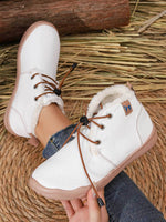 Convenient lacing system plush soft rubber sole snow boots