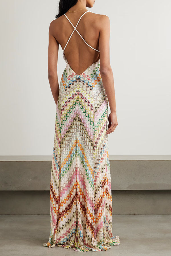Robe longue bohème moulante à imprimé licou