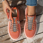 Shimmering Silver Lace-up Tongue Textile Athletic Shoes