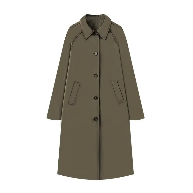 Maple Trail Plaid lined single-breasted trench coat