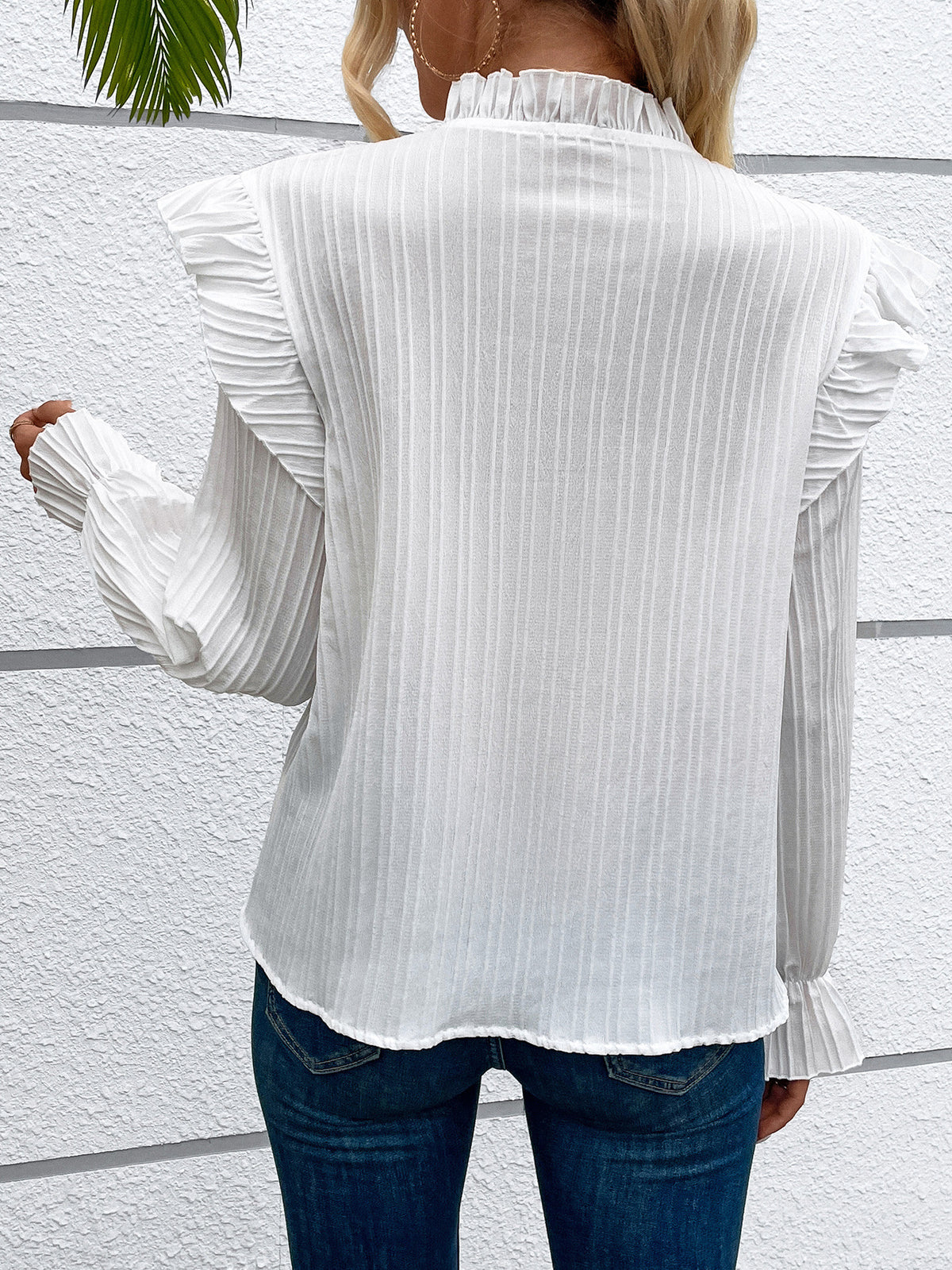 Chemise blanche plissée vintage court