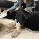 Pantoufles plates en fourrure épaisse de 7 cm