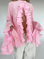 Wide Cuffs and Ruffles Long sleeve Light Shirt