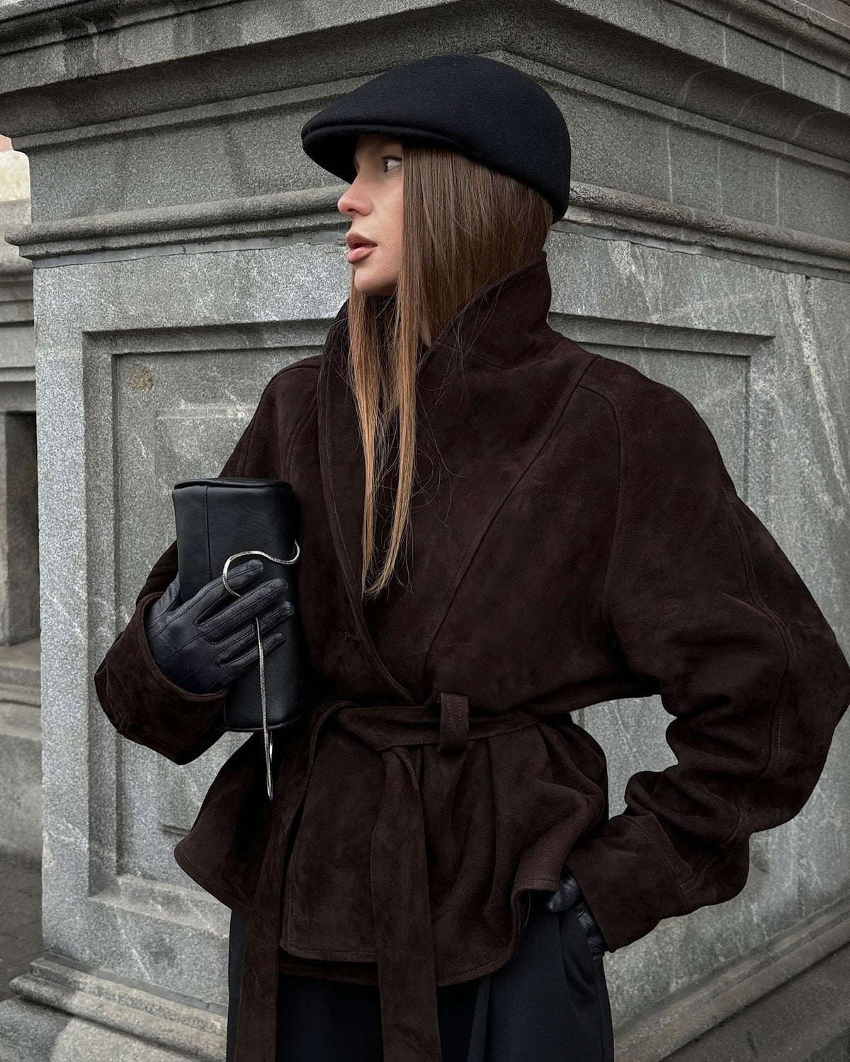 Vintage Wildleder Langarm Nubuk Mantel Jacke