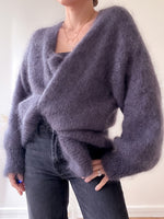 Gray Loose Faux Mink Knit Cardigan