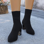 Metropolitan Pointed toe chunky heel knitted sock boots
