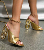 Specially designed high heels peep toe mules