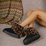 Leopard velvet mid-cut snow boots