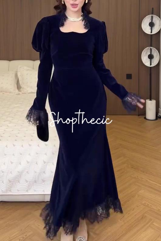 Abito vintage blu navy Velvet Hour