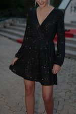 Rayonne de luminosité Robe à sequins à col en V