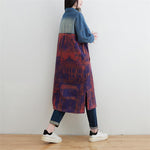 Knielanger Patchwork-Denim-Trenchcoat