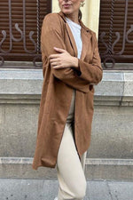 Medium-length Suede Trench Coat
