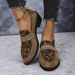 Retro British Leopard Print Pointed Toe Loafers
