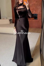 Aural Silhouette Fitted satin evening gown