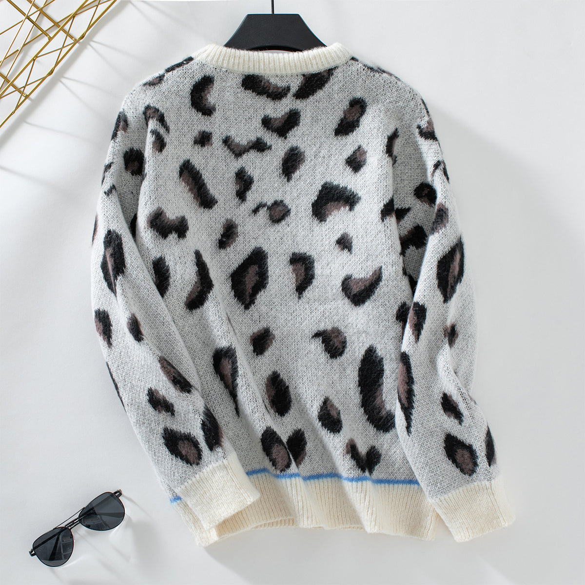 Suéter de lã jacquard leopardo