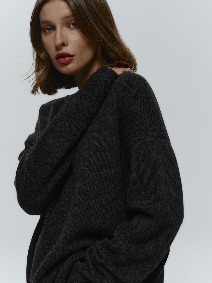 Pull ample et simple en tricot de couleur unie