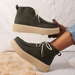 Suede mid-cut flat sneakers