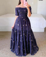 Gorgeous summer floral off-the-shoulder maxi dress