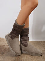 Bottes de neige mi-mollet à lacets en polaire