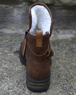 Round toe retro thick heel plus velvet Martin boots