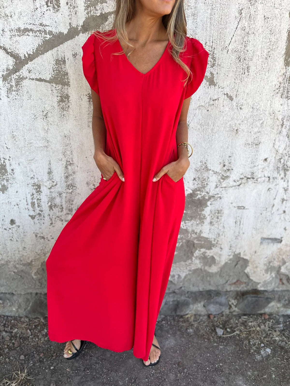V-neck leopard print loose wide-leg jumpsuit