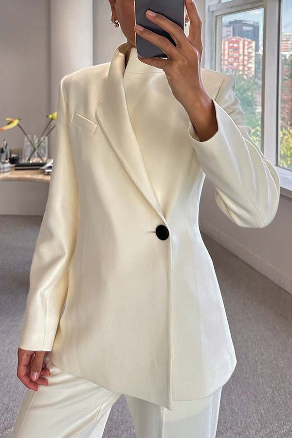 Veste de costume ample à manches longues et à un seul bouton au design chic