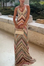 Robe longue bohème moulante à imprimé licou