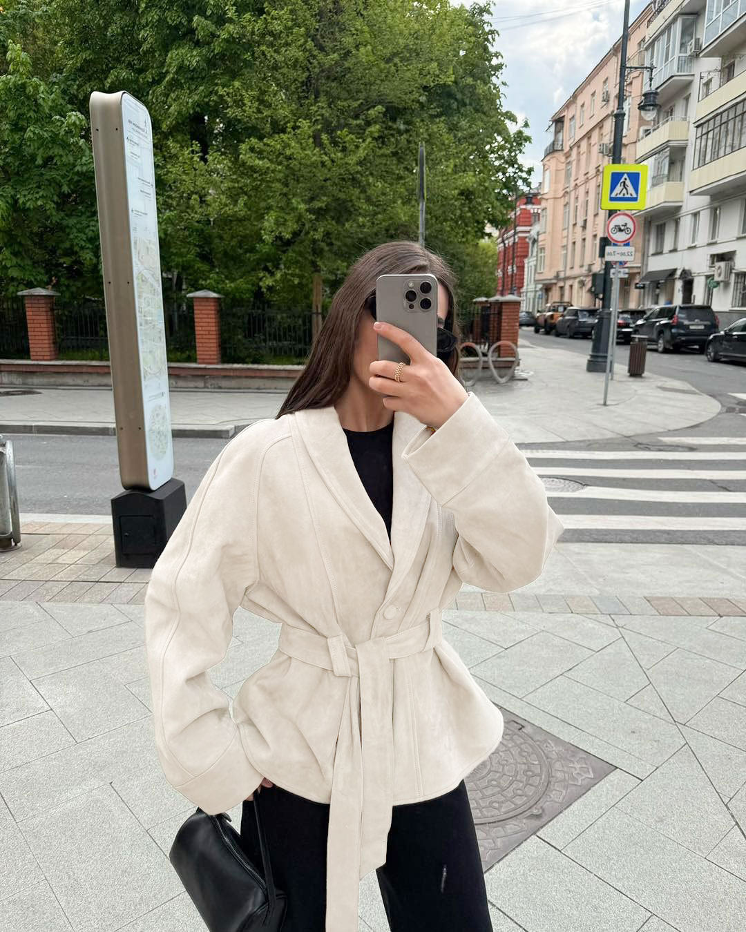 Vintage Wildleder Langarm Nubuk Mantel Jacke