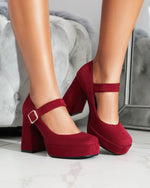 Suede Waterproof Platform Chunky Heel Square-toe Pumps
