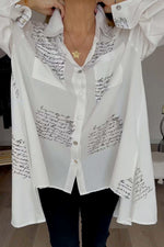 Chemise ample à imprimé lettre de longueur inégale