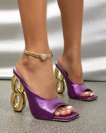 Specially designed high heels peep toe mules