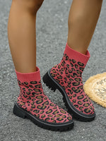 Under the Neon Leopard knitted sock boots