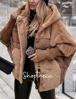 Elasticated sleeves plush trim hooded cotton jacket